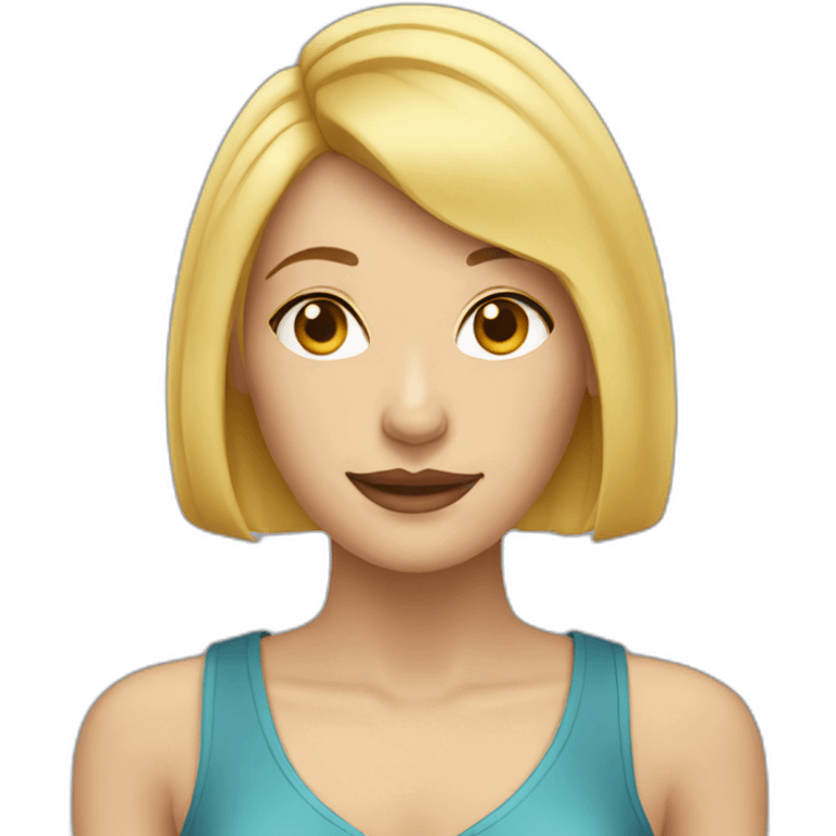 Blond lady with bob haircut and a Pitbull dog emoji