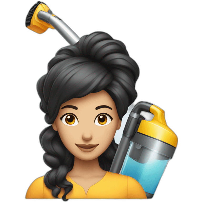 a Moroccan curvyhair do the housework vacuum cleaner emoji