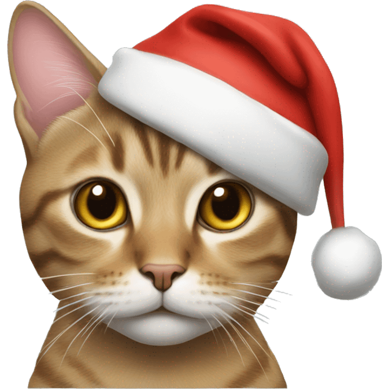 A tabby cat with a Santa hat on emoji