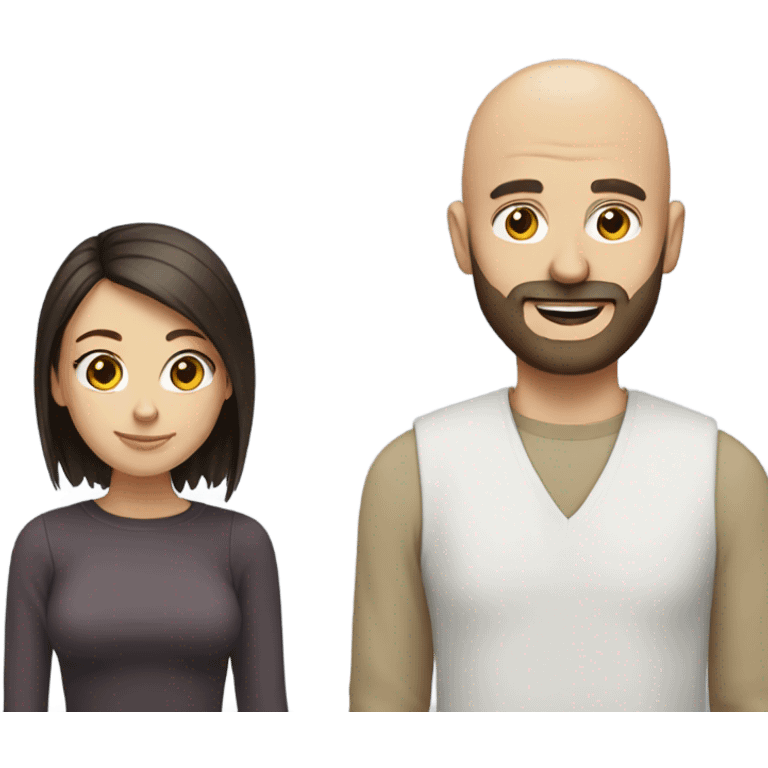 Bald man with beard and brunette girl  emoji