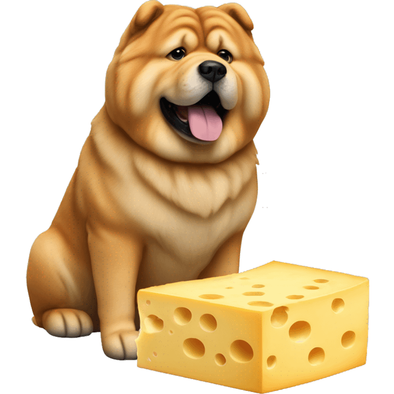 full body chow chow dog curved eating a full block of cheese emoji