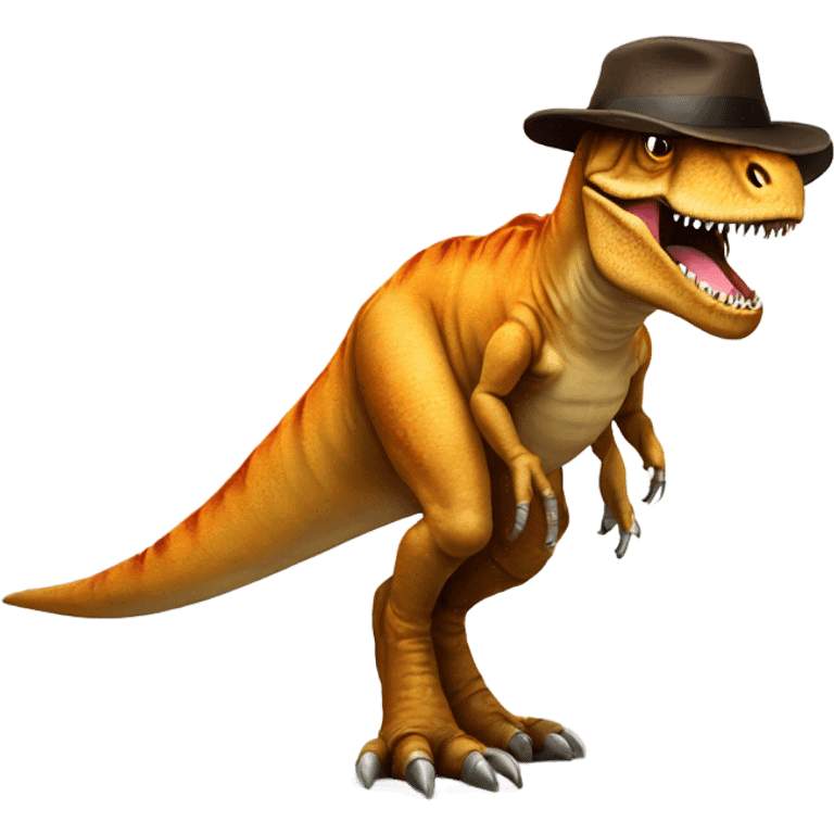 T rex with a hat emoji