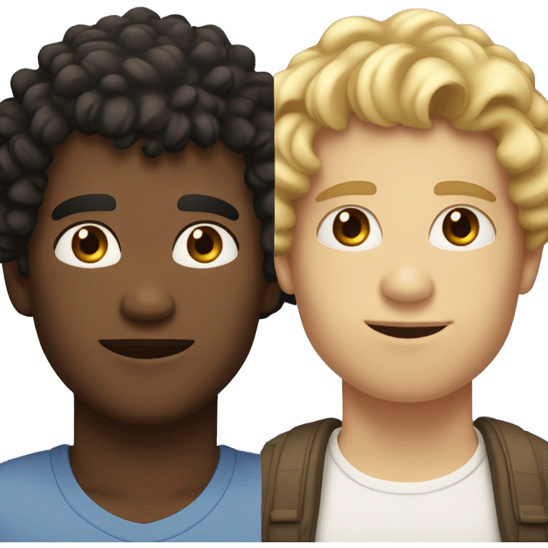 Two boyfriends side by side one with tan skin and dark curly hair and the other pale and slightly fat with blonde hair emoji