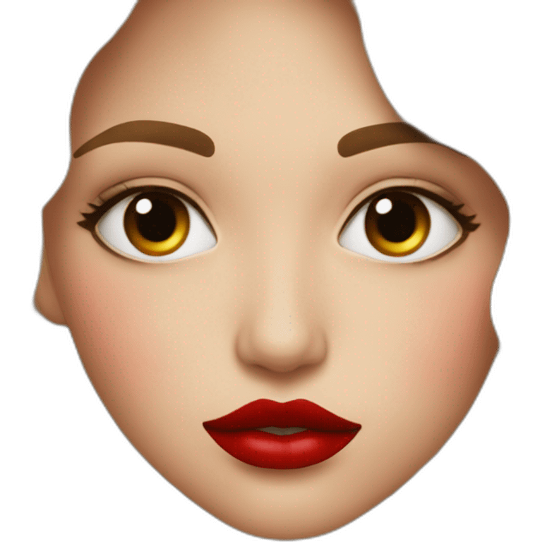 Beautiful girl with red lips kisses ugly man emoji