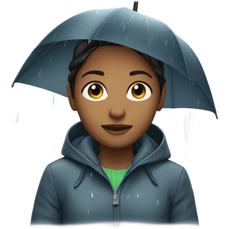 girl in rain with jacket emoji