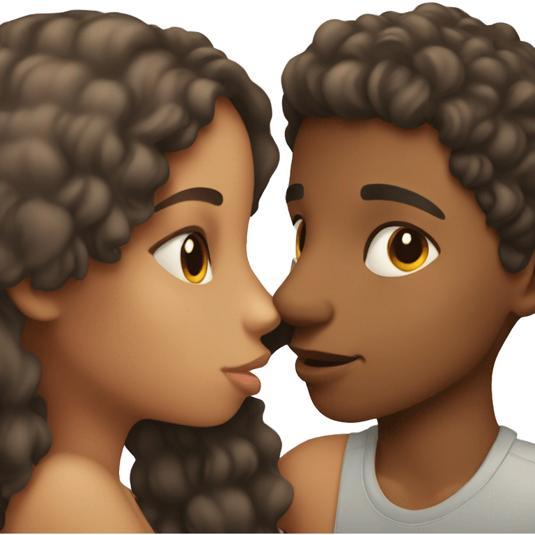 Mixed girl kissing mixed boy  emoji