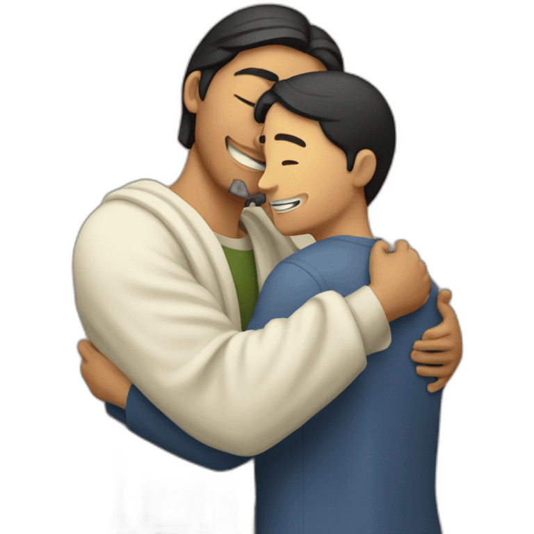 Asian male Berkeley student hugging jesus christ emoji