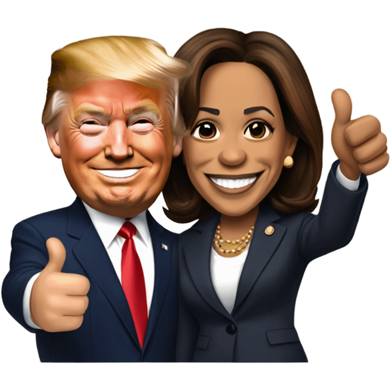 Kamala Harris and Donald Trump giving thumbs up emoji