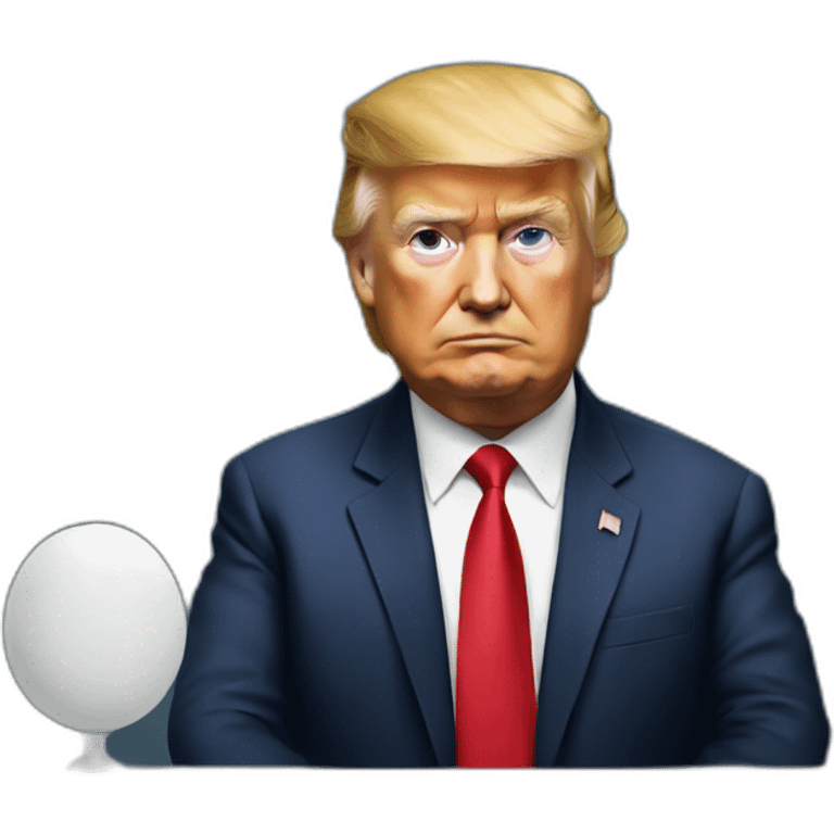 Trump behind a table emoji