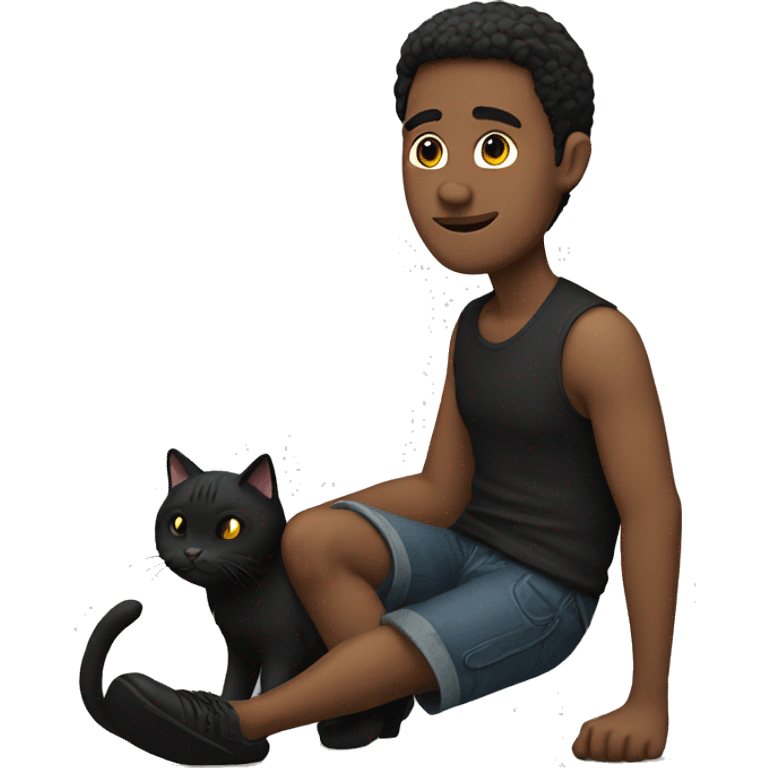 men with black cat in his knee emoji