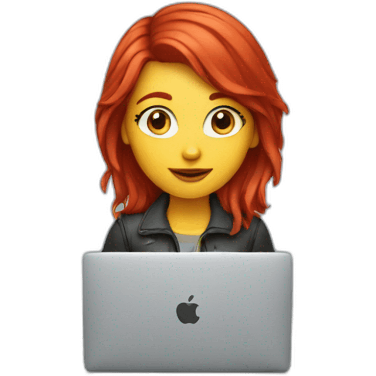 Girl red hair with macbook emoji