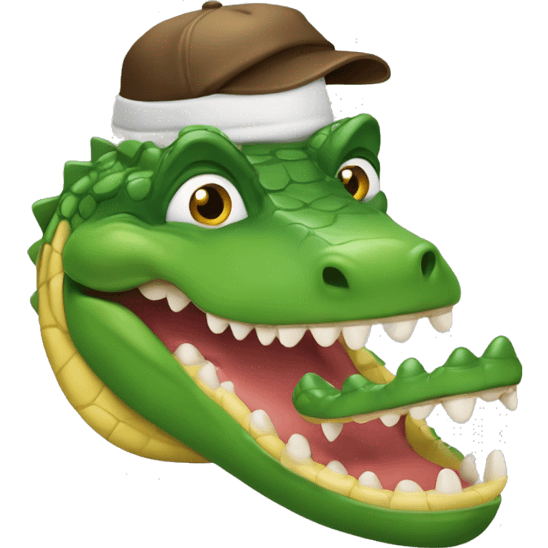 Un crocodil cu o înghețată pe cap și un câine în brate emoji