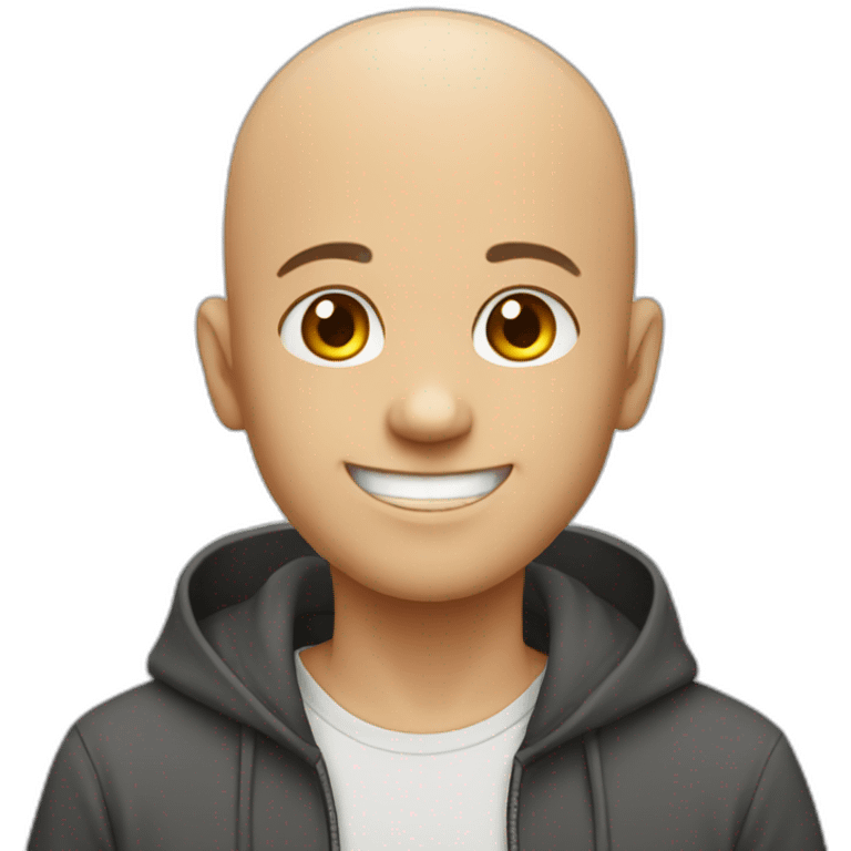 smiling bald boy in hoodie emoji