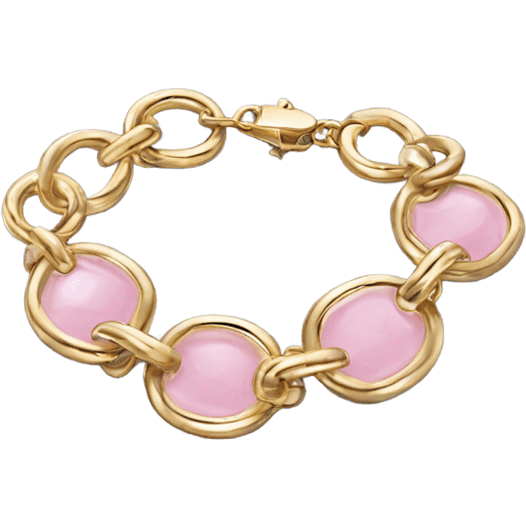 realistic dainty gold chain bracelet with light pink accents emoji