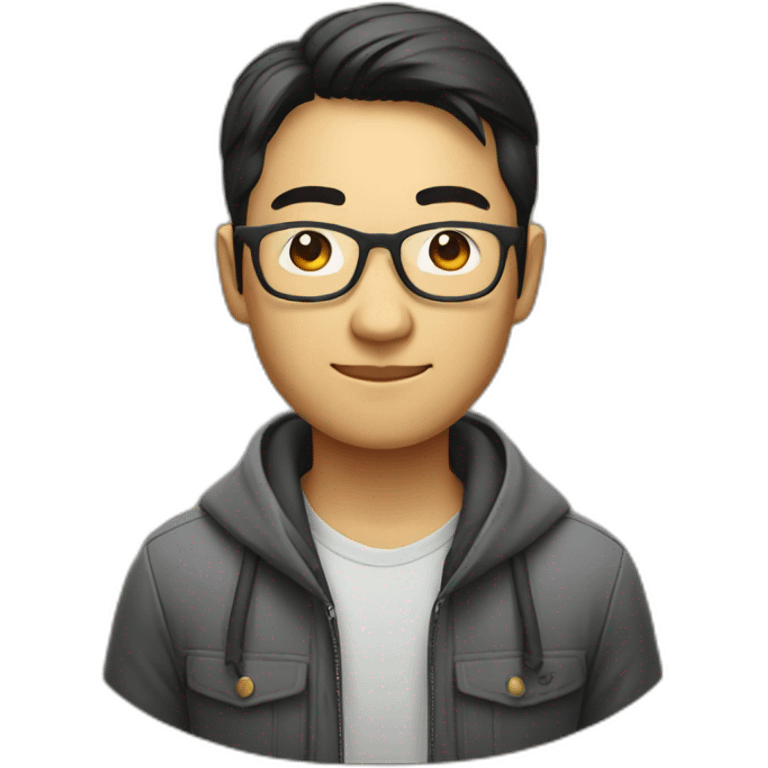 Apple style Asian developer with glasses emoji