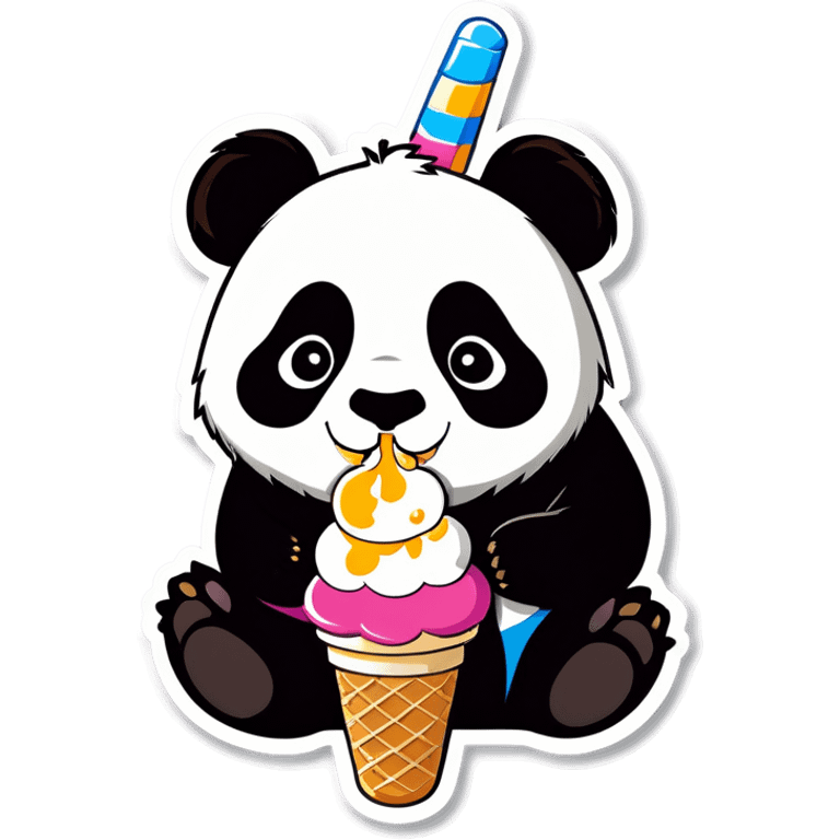 Panda eating ice cream emoji