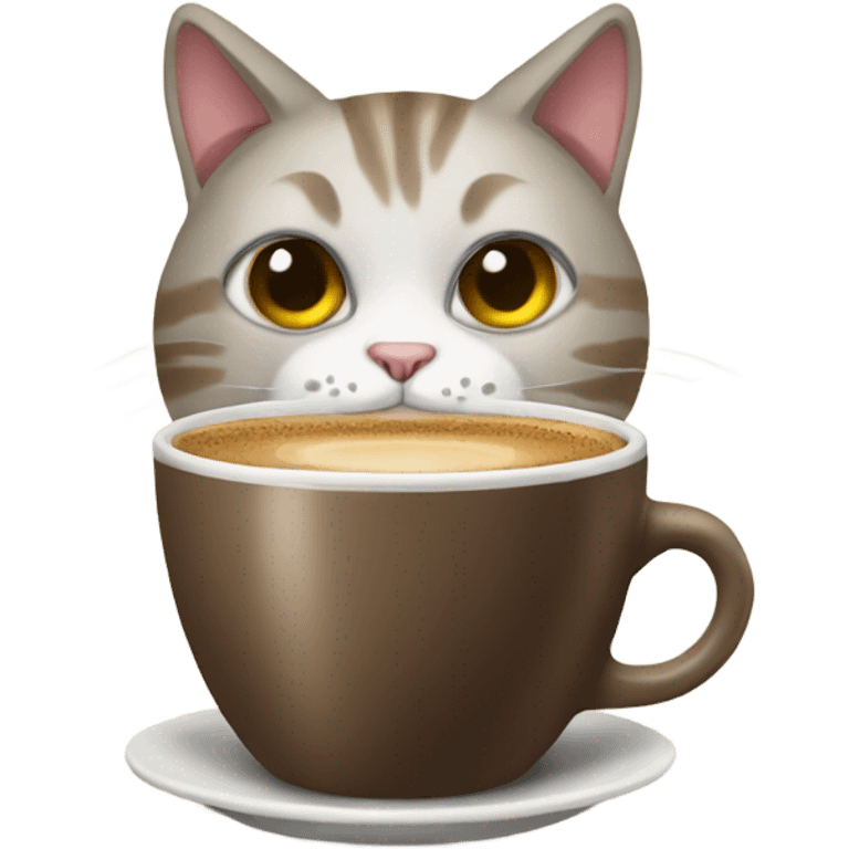 cat enyoing a coffee emoji