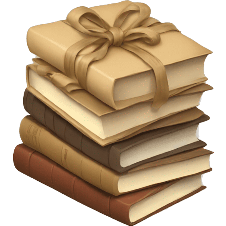  books stacked up and tied together by a beige bow emoji