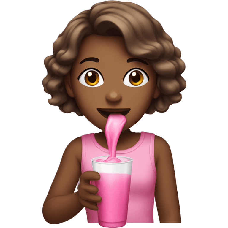 Girl drinking pink Whitney emoji