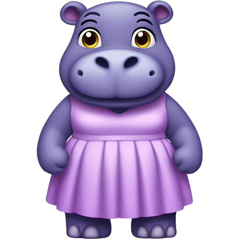 purple hippopotamus in a waist-length dress emoji