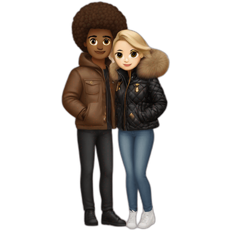 Couple with lv pufffer jacket emoji