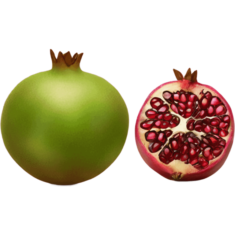 one kiwi and one pomegranate close to each other no face emoji