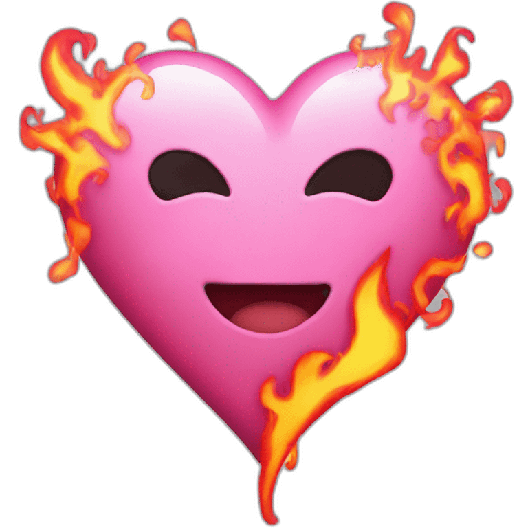 Pink heart with red flames cool emoji