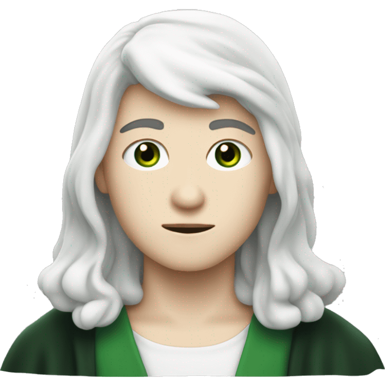 teenage white-skinned wizard with black hair, green eyes in dark green disguise emoji