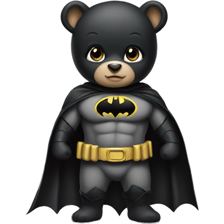 Baby bear dressed up as Batman emoji