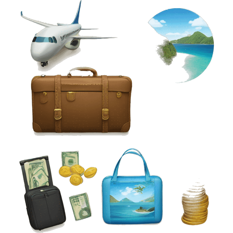 travel, money and sea emoji emoji