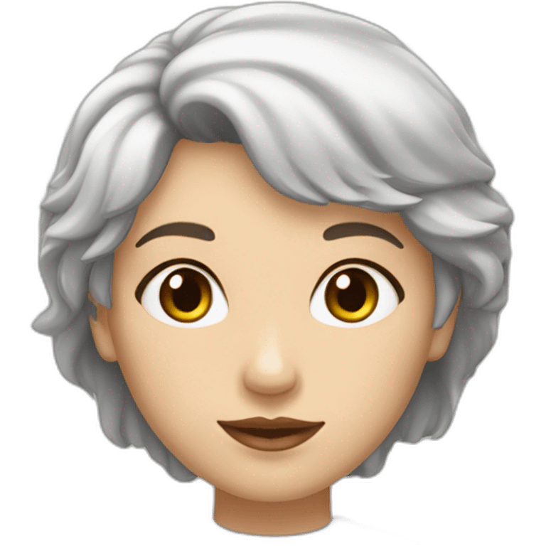 Une fille blanche, cheveux très courts brun yeux noir tache de rousseur emoji