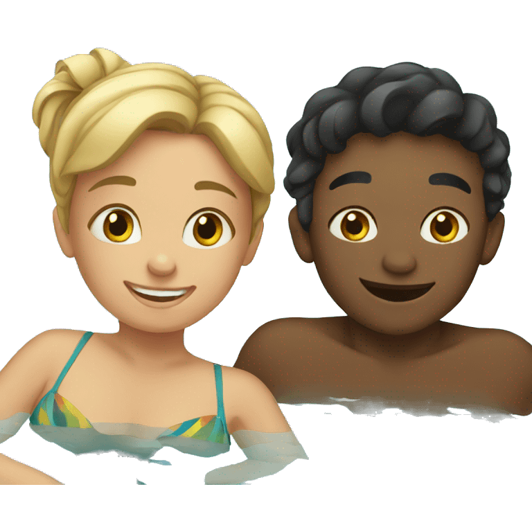 Girl and a boy swimming in a pool emoji