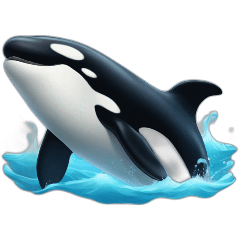 Anthropomorphic orca waving emoji