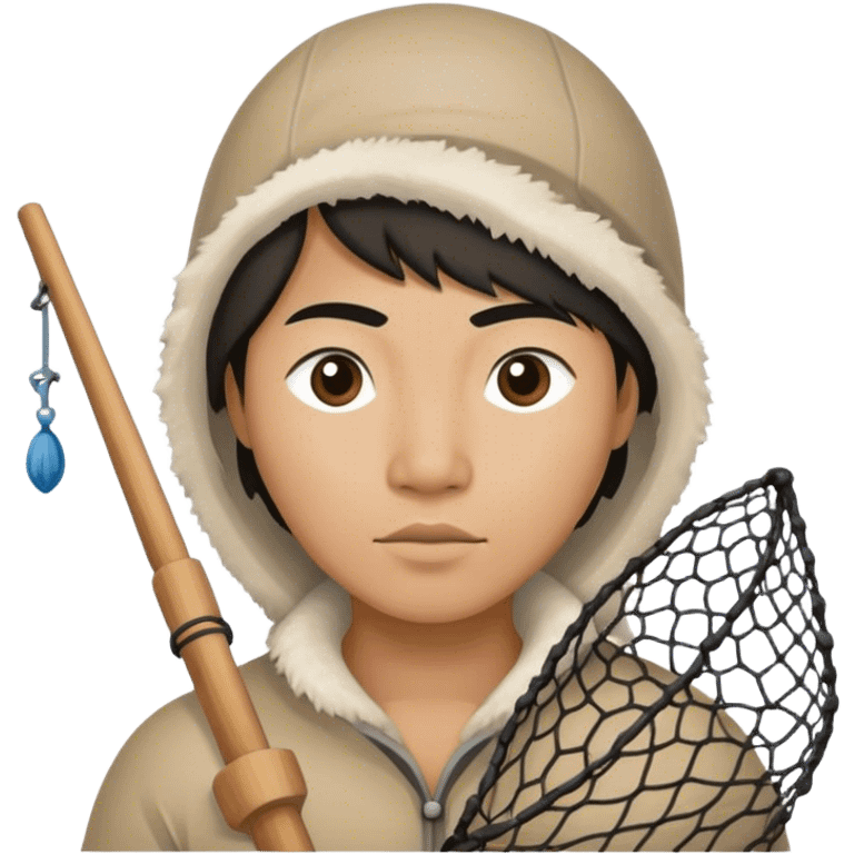 Inuit with a fishing net emoji