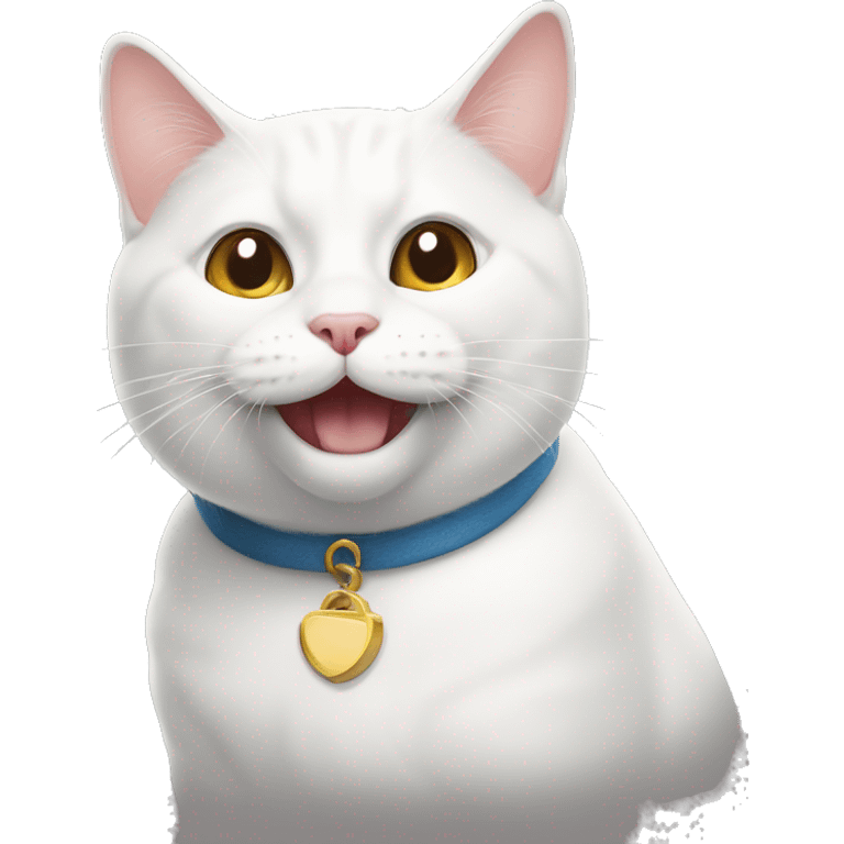 White British cat is smiling emoji