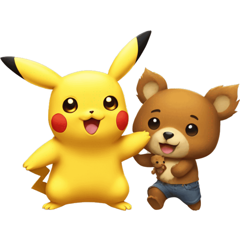 Pikachu with a bear emoji