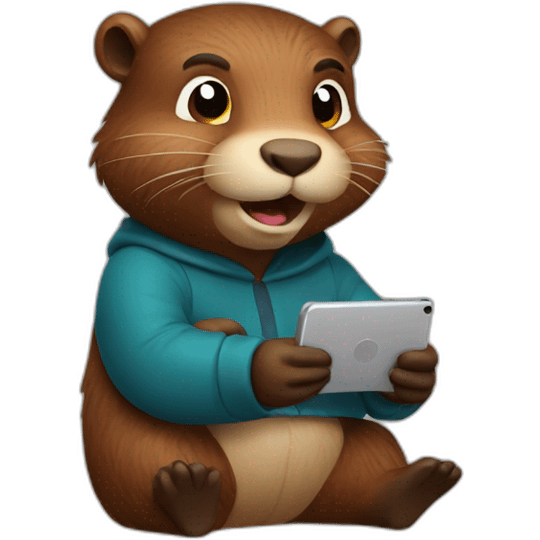 Cute Beaver texting emoji