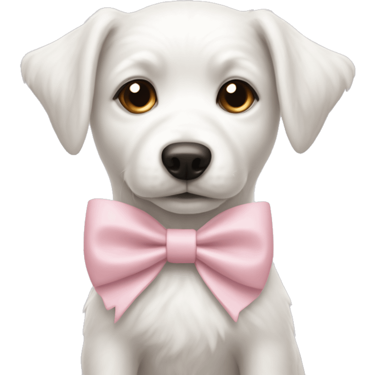 A ￼white dog with a light pink bow  emoji