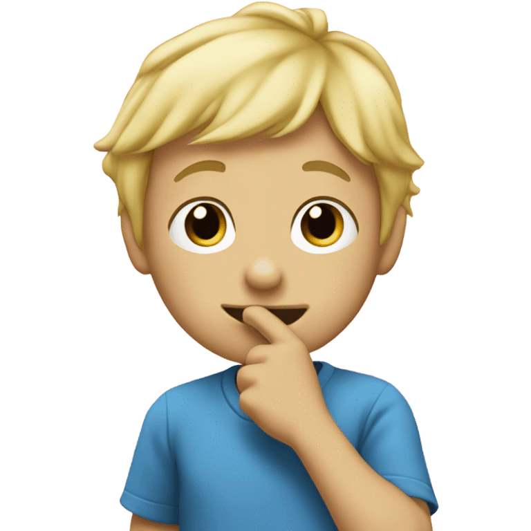 Blonde hair boy picking nose emoji