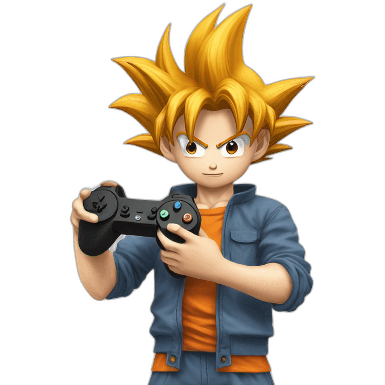 Son Goku avec une manette dans les mains emoji