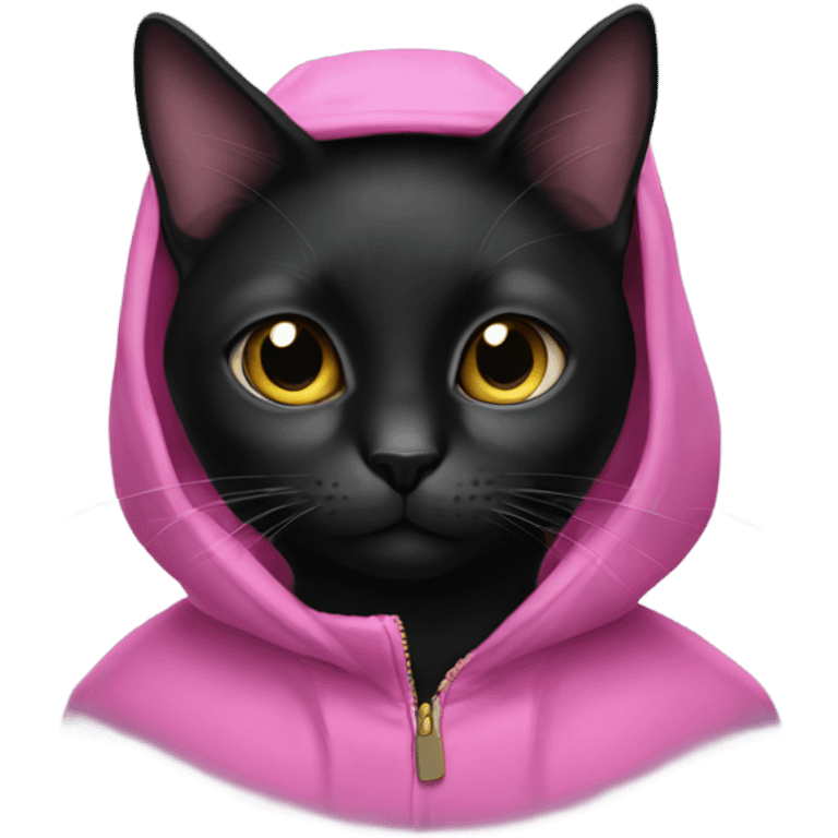 black cat with a pink coat emoji