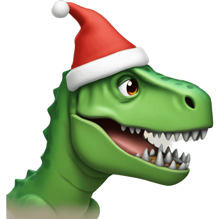 dinosaur with santa’s hat emoji