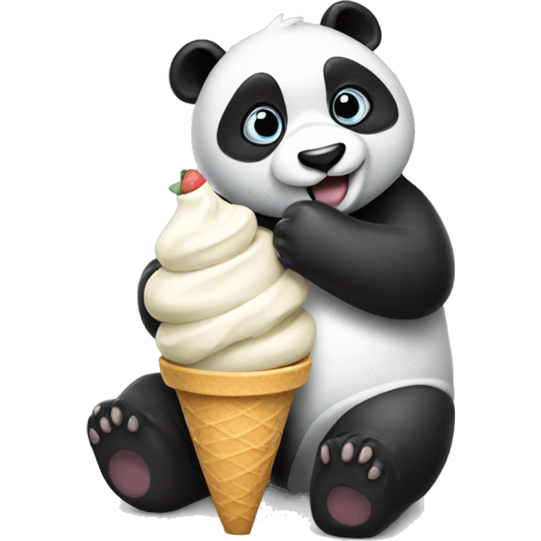 Panda eating ice cream emoji