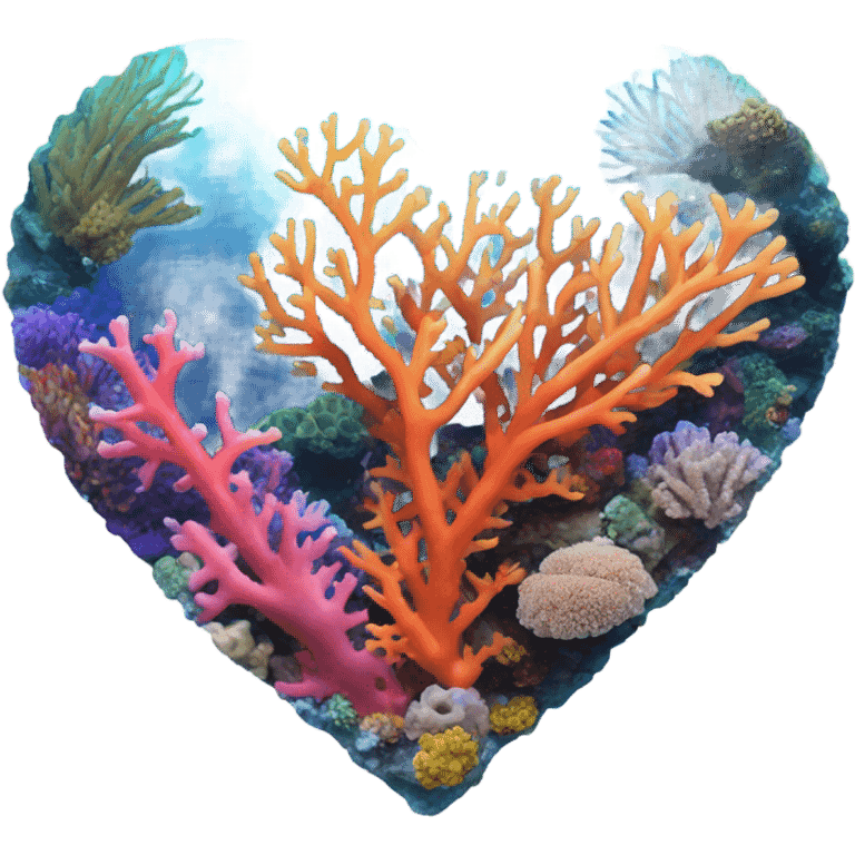 Colorful ocean Coral reef in a the shape of a heart emoji