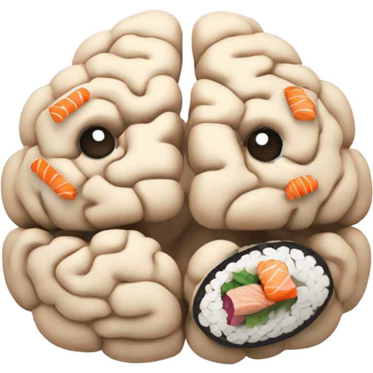 Brain thinking of sushi emoji