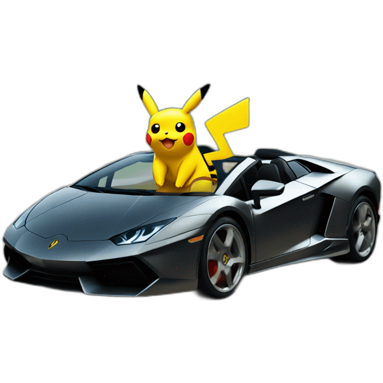 Pikachu riding in Lamborghini emoji