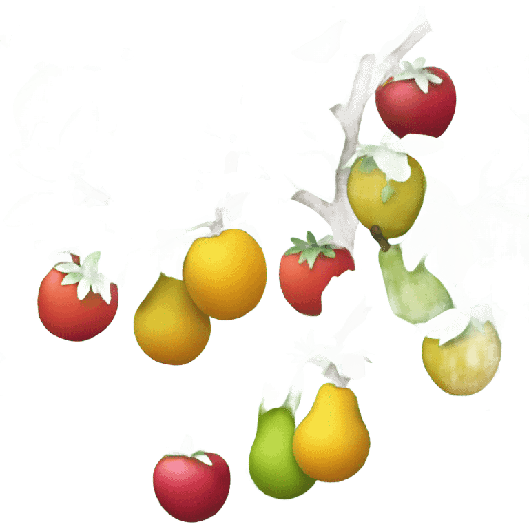 Fruits hanging on bushes  emoji