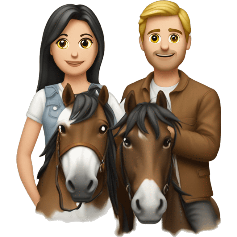 Mates con una amiga con un fondo de caballos emoji