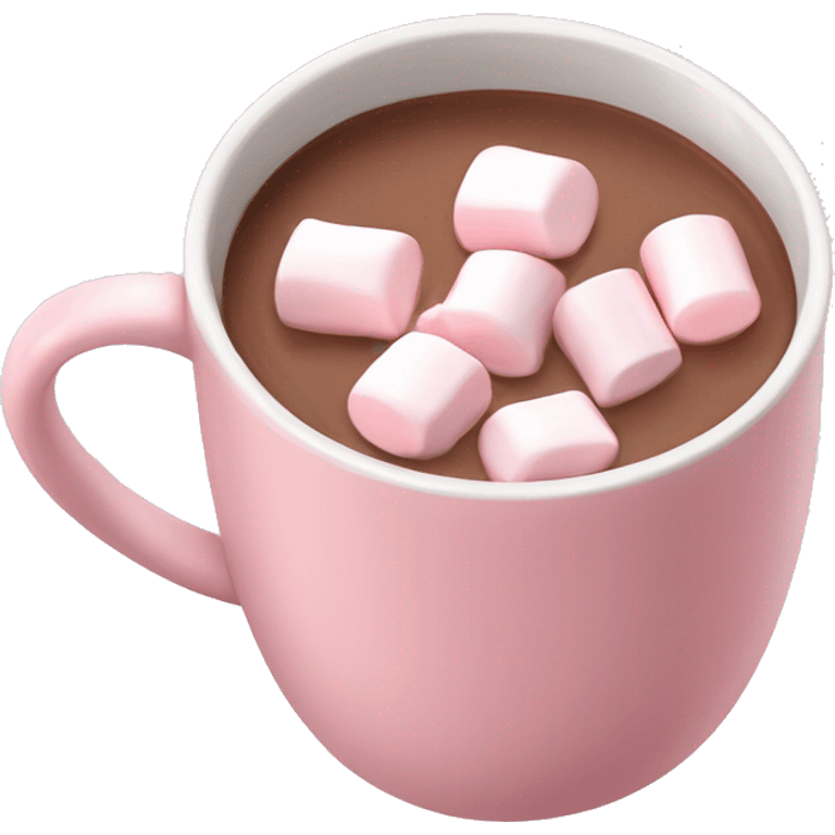 Light Pink mug of hot chocolate with marshmallows  emoji