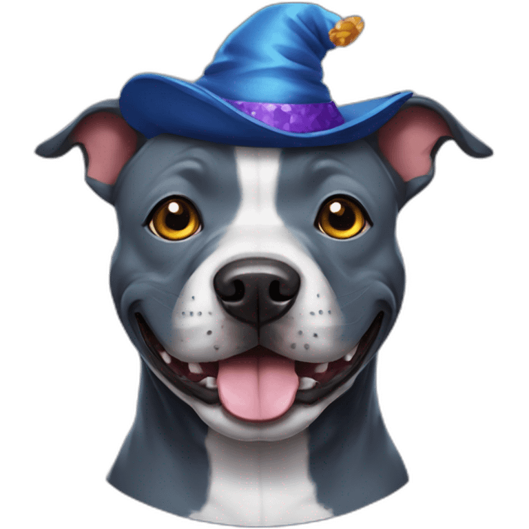 Happy blue Staffy dressed for Halloween emoji